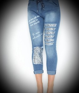 sequin ripped jeans
