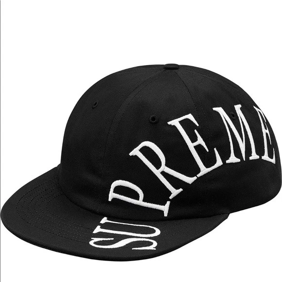 BRAND NEW SUPREME 6 PANEL BLACK / WHITE HAT RARE SOLD OUT ADJUSTABLE BUCKLE