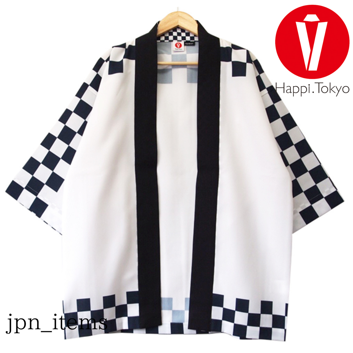 Happi. Tokyo White Ichimatsu Checked Japan Traditional Happi. Tokyo White Ichimatsu Checked Japan Traditional