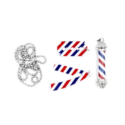 3er Set Friseur Rasierklinge Halskette Stahl, Anhänger Kette Halsschnitt Barber Pole