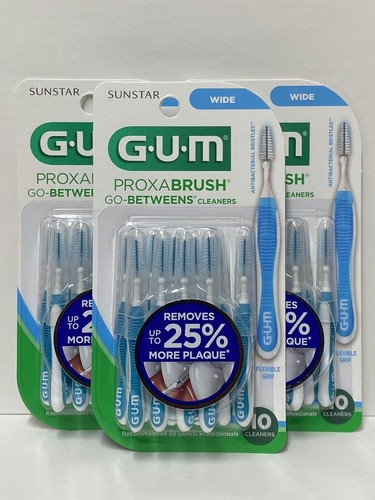 3er Pack - Gum 3614FC Proxabrush Go-betweens Interdentalbürsten - breit, je 10