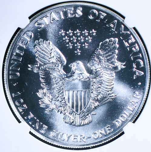 1990 American Silver Eagle - Mint Error Obverse Struck Through - NGC MS-69 - Picture 4 of 4