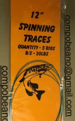Spinning Trace - 12 inch x 20lb Braking Strain. Pack of 5 With FREE POSTAGE