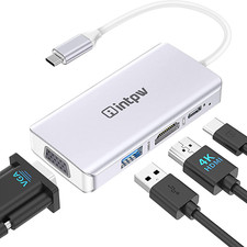 USB C to HDMI VGA Adapter, USB Type C to VGA HDMI 4K Multiport Adapter Compatibl