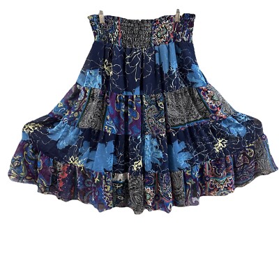 Chaudry KC Skirt Womens Medium Patchwork Floral Paisley Pull On Maxi Boho Gypsy