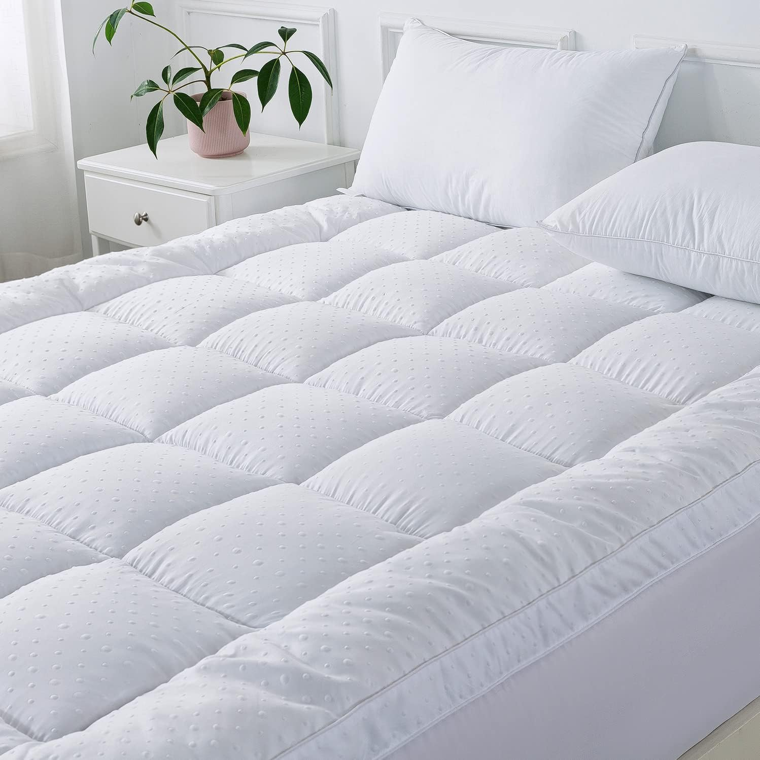 Mattress Topper Twin Size, Cooling Extra Thick Breathable Mattress Pad, 3D Bubbl-image