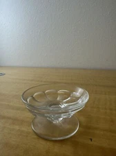 Vintage Clear Glass Open Salt Cellars, Round - Sundae Dish Shaped