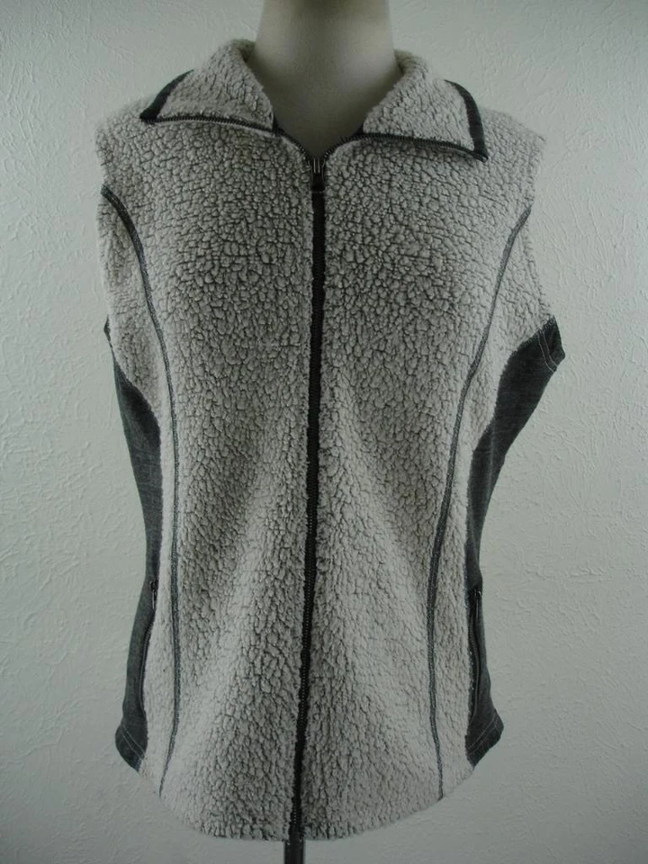 Chaqueta Chaleco Para Mujer L Kuhl Kozet Mezcla de Lana Vellón Difuso 4159 Gris Natural Cremallera