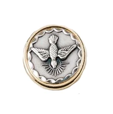 3/4" Bicolor Holy Spirit Confirmation Lapel Pin - Silver Tone