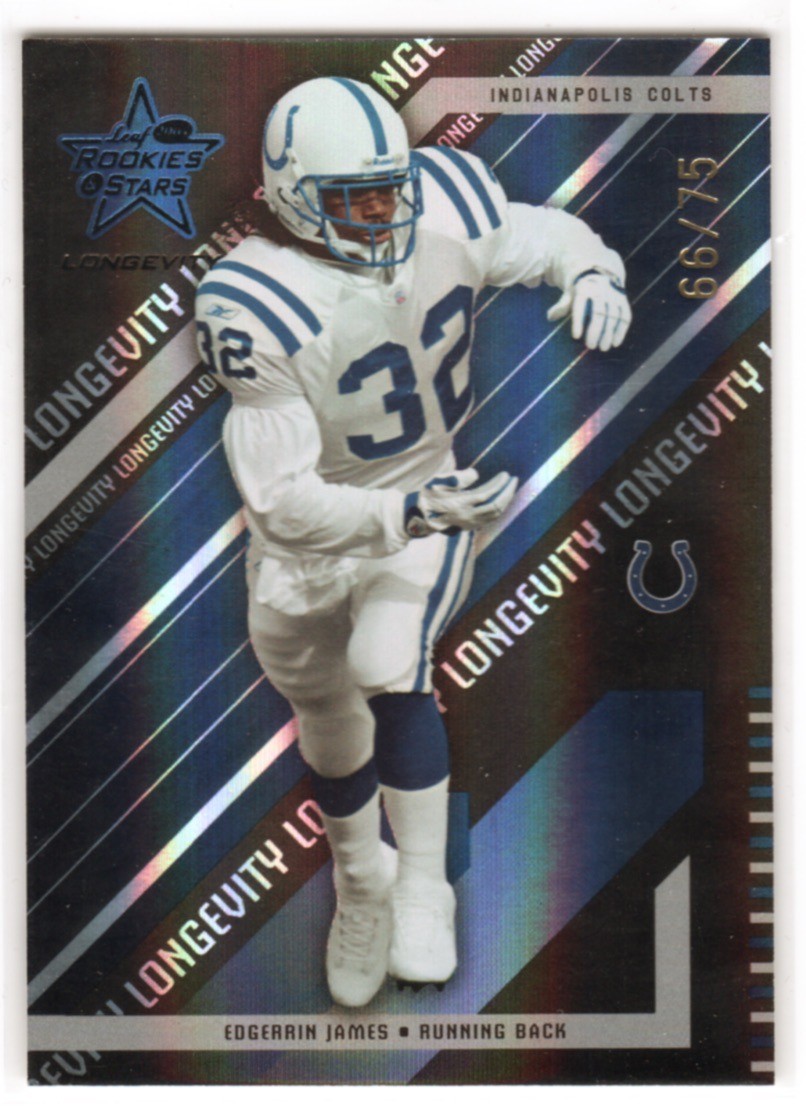 2004 Leaf Rookies and Stars Longevity Black #39 Edgerrin James #'d 66/75