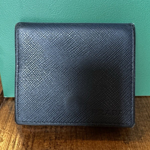 Prada Dark Navy Blue Saffiano Folding Snap Holder