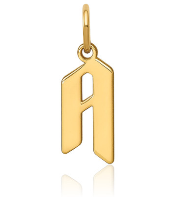 14K massives Gelbgold kleiner Buchstabe A Initiale Anhänger Halskette 14,55 mm 0,6 Zoll