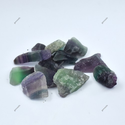 CERTIFIED 38 Ct Natural Fluorite Multicolor Lot Rough Uncut Loose Gemstone - Picture 3 of 9