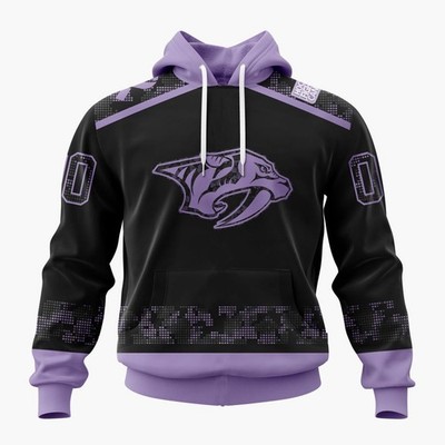 Personalized Nashville Predators Hoodie Special Hockey Fights Cancer Black