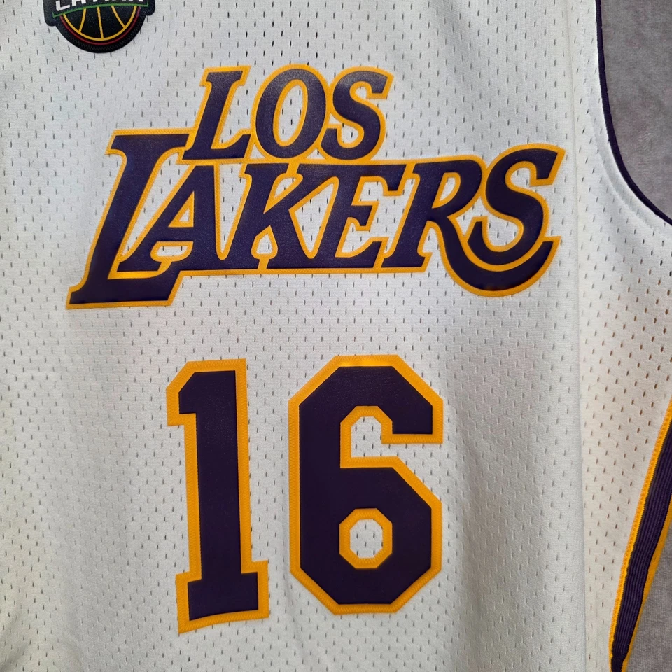 NWT Mitchell & Ness 2008 Los Lakers Pau Gasol 16 Noche Latina Jersey Mens XL - Image 2 of 4