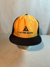 Vintage A-Action Rental Yellow & Black Mesh Trucker Snapback Hat Made in USA
