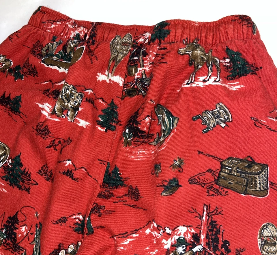 Polo Ralph Lauren小号青少年睡衣裤子睡衣红色户外熊鹿鱼 — 第 3/4 张图片