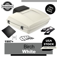 Birch White Razor Tour Luggage Trunk Backrest Top Box Fits Harley Touring 1997+