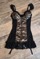 XS/S Vtg Frederick's of Hollywood Black Gold Mesh Chemise Nightie Dress