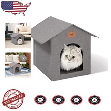 Durable Grey Feral Cat Shelter, Waterproof Oxford, Easy Assemble, All Seasons