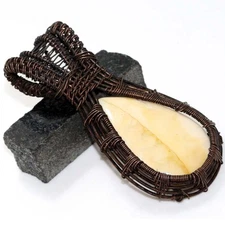 Oxidized Wire-Wrapped Mookaite Ethnic Pendant Handmade Jewelry Size 3" MJ