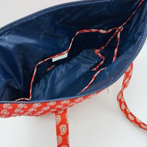 Vera Bradley Villager Tote Red Paisley Zip Close Bandana Western Large 16x12x4" - Picture 10 of 12
