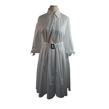 Prada Women's White 100% Cotton Shirt Dress Size UK 16 EU 44
