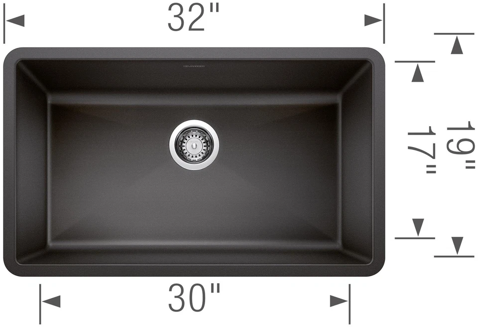 Blanco 440150 Precis 32" Undermount Single Lavabo SILGRANIT - Blanco Foto 4 de 4