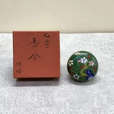 Vintage Japanese Incense holder Kogo Shippo Ume blossom Tea ceremony utensils