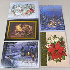 Lot of 5 Christian Christmas Greeting Cards w Envelopes Scripture Religious