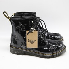 Dr. Martens Glitter Stars Black Patent Leather Size 3 NWT Sparkly New