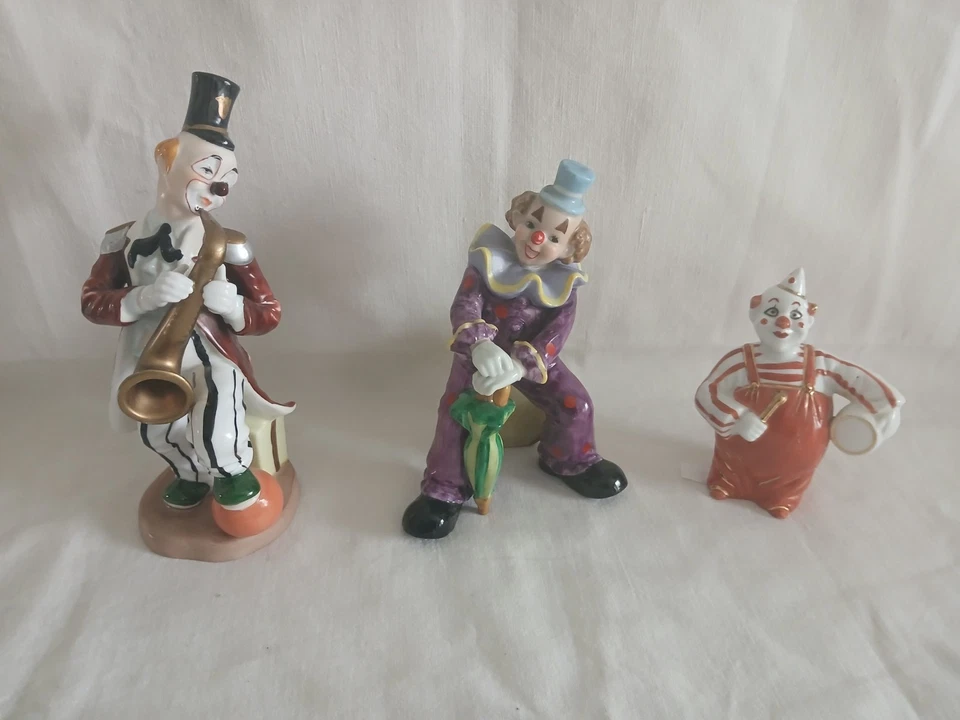 Konvolut 3 x handbemalte hochwertige Porzellan Clowns Porzellanclowns - Bild 2 von 4
