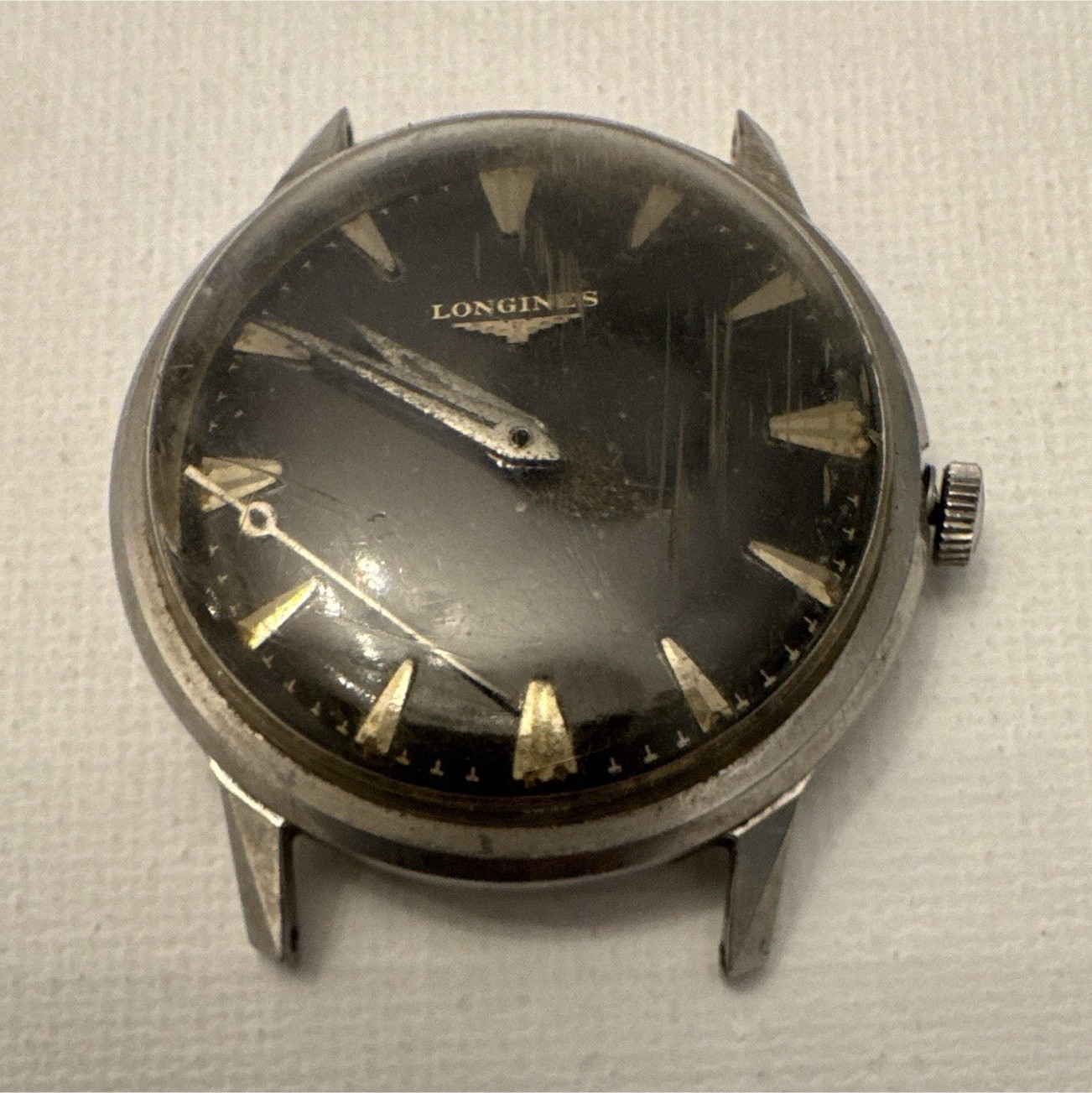 Longines Wittnauer Vintage 23mm Manual Wind Black Dial 23J Steel Wristwatch