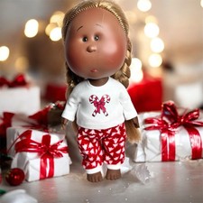 White Candy Cane T-shirt & Flannel Lounge Pants for Nines d’Onil 12” Doll