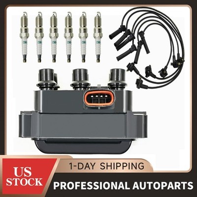Ignition Coil & 6 Spark plug & 6 wire For 1991-2010 Ford Explorer V6 4.0L