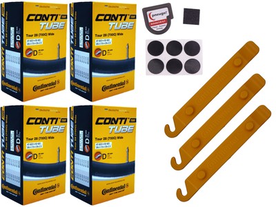 4x Fahrradschlauch Continental 28 Zoll Blitzventil 47-622/62-622 +Reifenheber