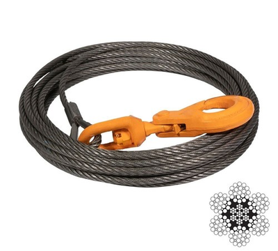 #ad 3 8quot; x 50#x27; 150#x27; Wire Rope Steel Winch Cable with Locking Swivel Hook $129.99