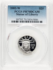 2002-W Proof Platinum Eagle 1/4 oz Blue Gradient PCGS PR70 1753.00 per troy oz