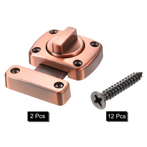 Rotate Bolt Latch, Zinc Alloy Door Lock Gate Latches, 2.2x1.6" Red Bronze 2Pcs - Imagen 3 de 6