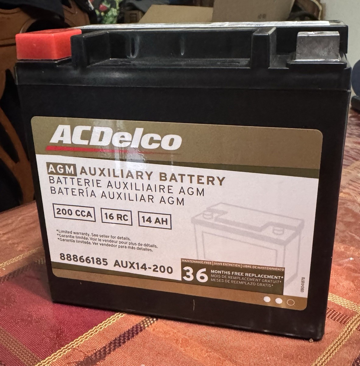 ACDelco Auxiliary AGM 200 CCA 16 RC 14 AH Battery