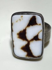 VINTAGE Seashell Ring Sterling Silver Ring - Size 7 - Over 8 Grams