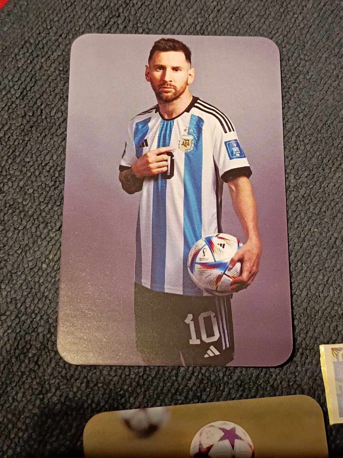 4 FIFA Cards 1 Sticker Set = 2 Road to Qatar - Lionel Messi #10 ARG & 2 Topps view 2
