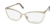 NEW VERA WANG VA34 GLASSES METAL  PLASTIC 52-16-135 CAT EYE YG WOMENS GOLD