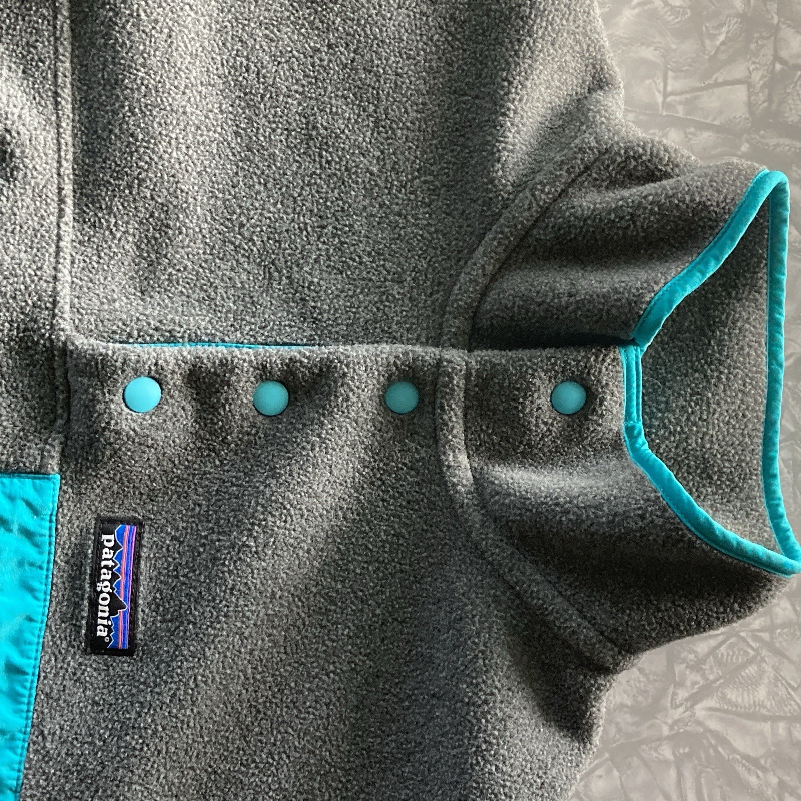 Womens Patagonia Synchilla T snap Fleece Grey Turquoise Green Pullover Medium thumbnail 8