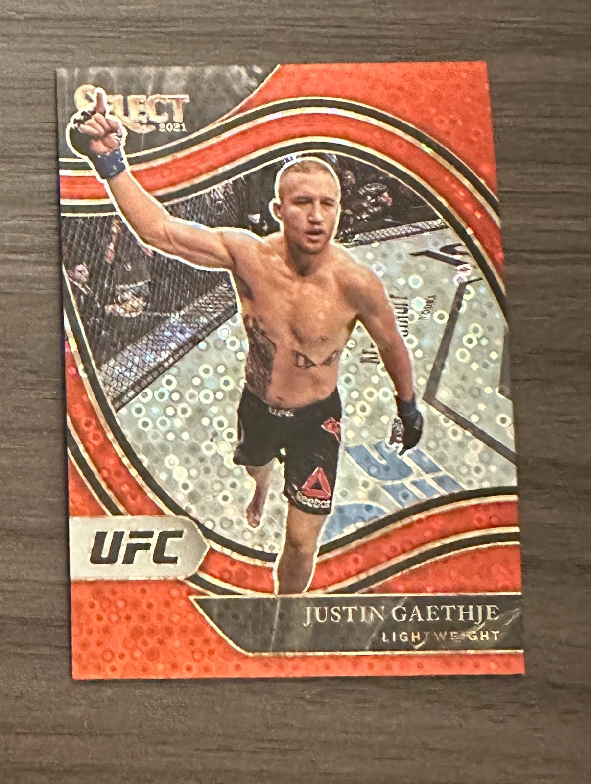 2021 Select UFC Prizms Red Disco #295 Justin Gaethje /199 #X16519