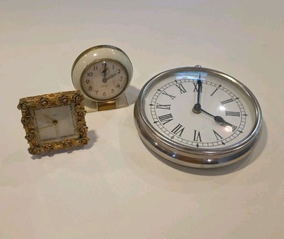 Vintage Lot 3 Clocks - Florn Gold Tone Alarm Germany - Baby Ben G-1R - Takane 