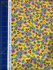 1 yard Timeless Treasures Bazaar Floral Cotton Fabric, Yellow Multicolor