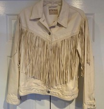 EUC S We The Free People AFTER HOURS Fringe Denim Western Jacket Cowgirl CREAM