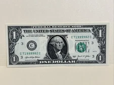 $1 Bill Very Cool Serial Number Uncirculated Note One Dollar 2021 C 71999982 C