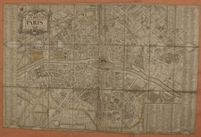 PARIS FRANCE 1774 ESNAUTS & RAPILLY LARGE UNUSUAL ANTIQUE COPPER ENGRAVED MAP